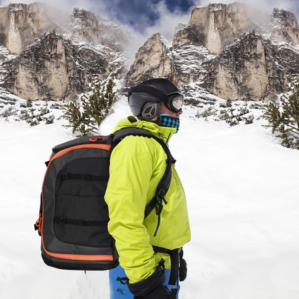 Mochila de ski impermeável de grande capacidade 50L com acessórios para equipamento