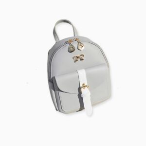 Mini mochila em imitação de pele com jóias douradas