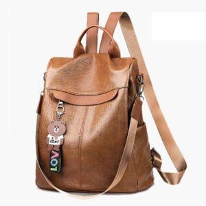 Mochila de pele PU multifunções para mulher