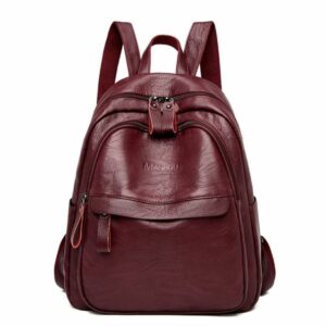 Mochila de pele PU estilo vintage para mulher