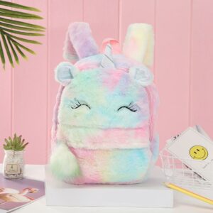 Mochila de peluche do unicórnio para rapariga