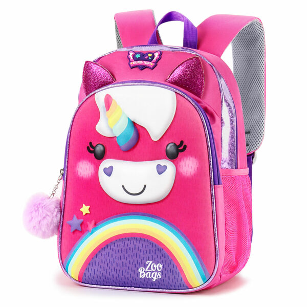 Mini mochila multicolorida de unicórnio para meninas